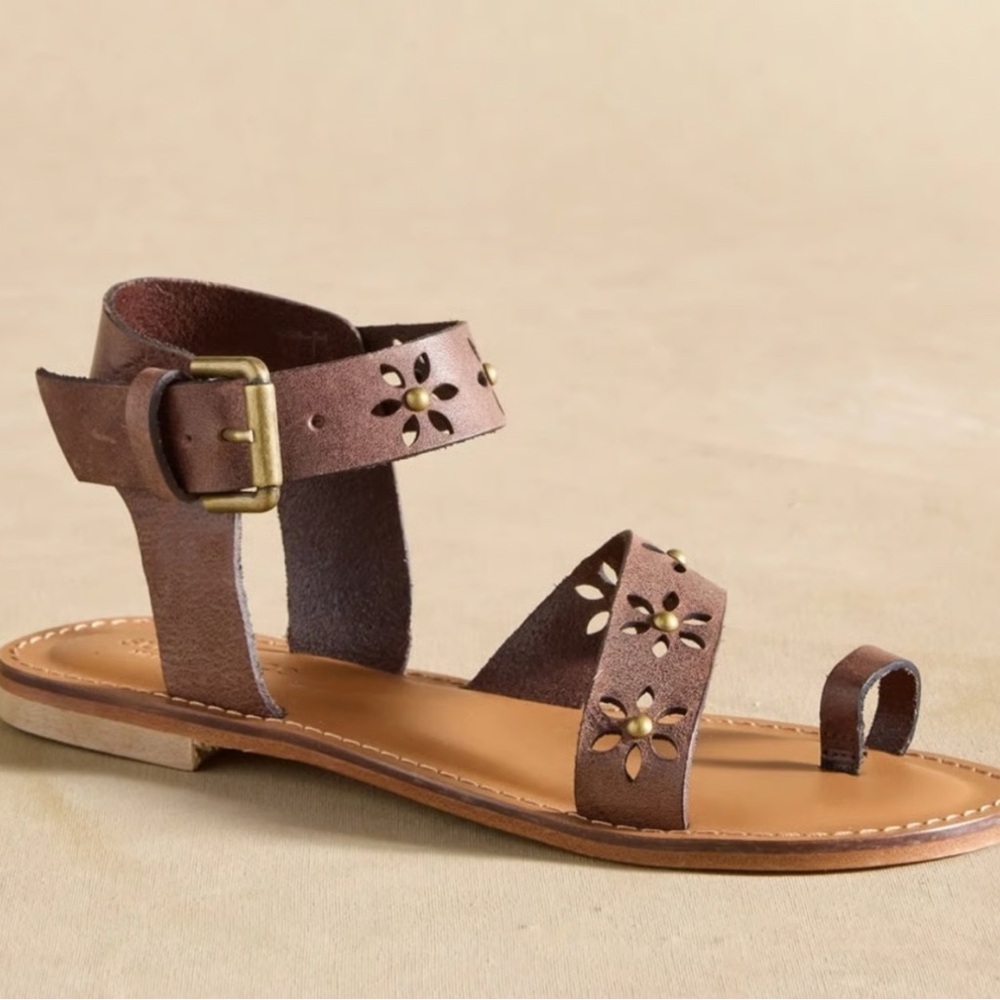 Sundance Dark Brown Floral Sandals - Picture 1 of 6
